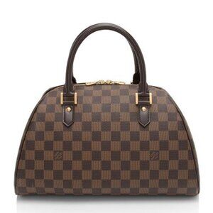 Authentic Louis Vuitton Damier Ebene Ribera MM Satchel Hand Bag